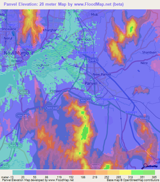 Panvel,India Elevation Map
