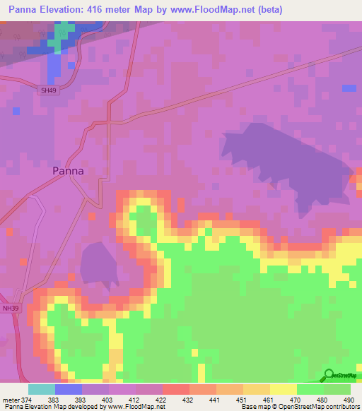 Panna,India Elevation Map