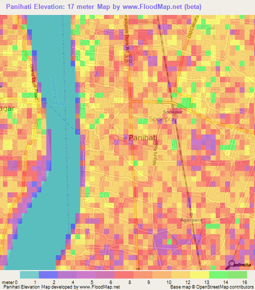 Panihati,India Elevation Map
