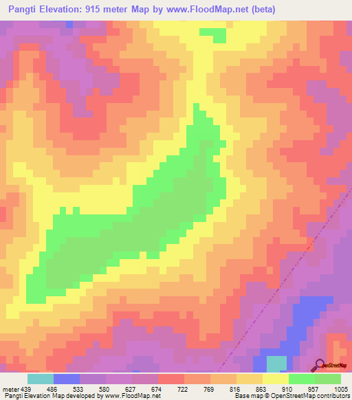 Pangti,India Elevation Map