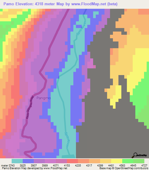 Pamo,India Elevation Map