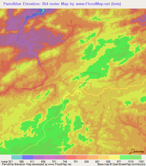 Pamdkhar,India Elevation Map