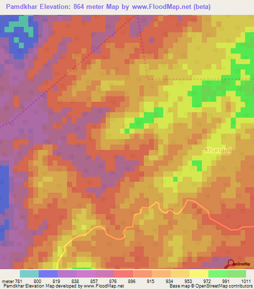 Pamdkhar,India Elevation Map
