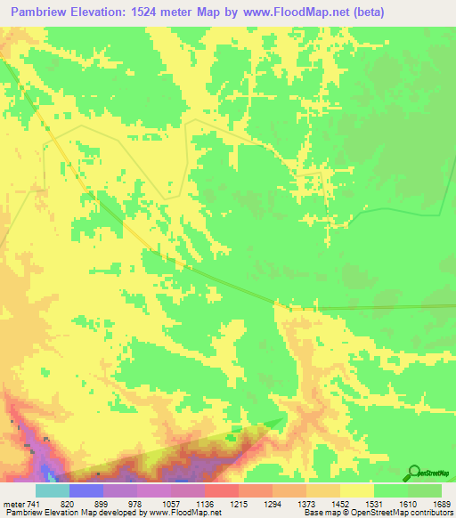 Pambriew,India Elevation Map