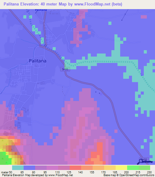 Palitana,India Elevation Map
