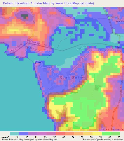 Paliem,India Elevation Map