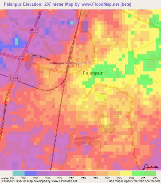 Palanpur,India Elevation Map