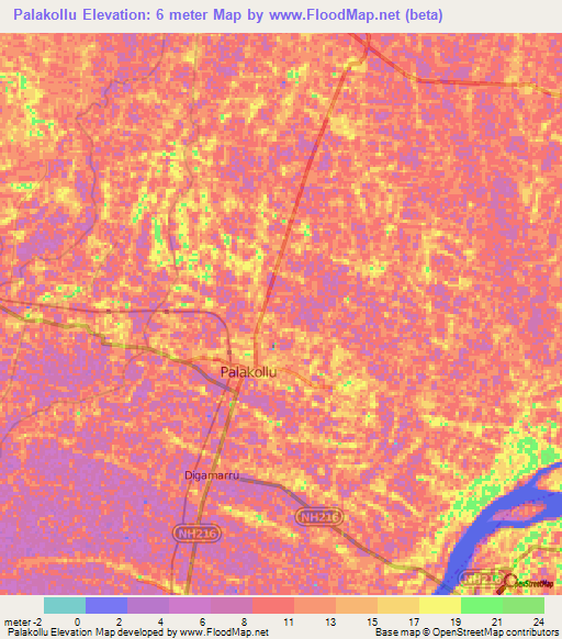 Palakollu,India Elevation Map