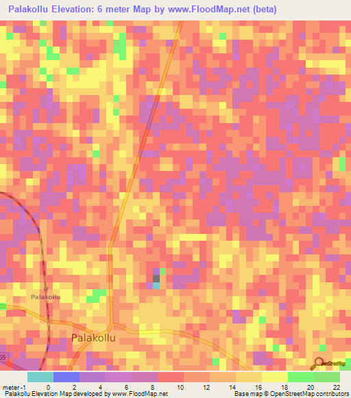 Palakollu,India Elevation Map