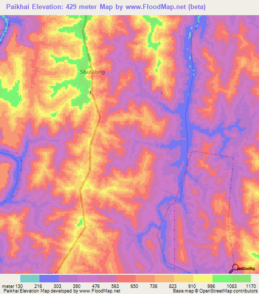 Paikhai,India Elevation Map