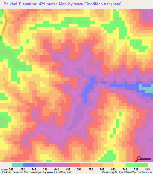 Paikhai,India Elevation Map