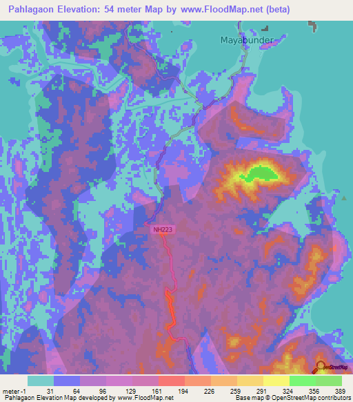 Pahlagaon,India Elevation Map