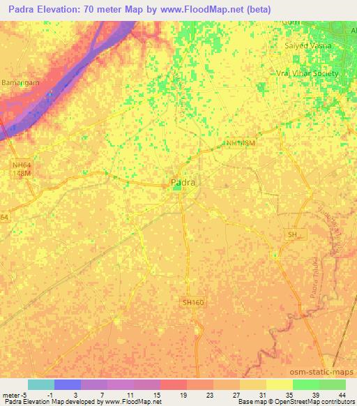 Padra,India Elevation Map