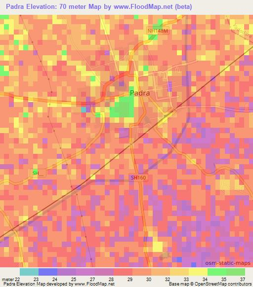 Padra,India Elevation Map