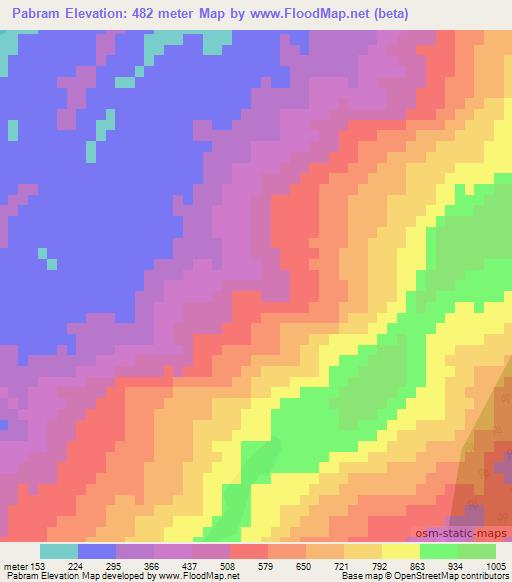 Pabram,India Elevation Map