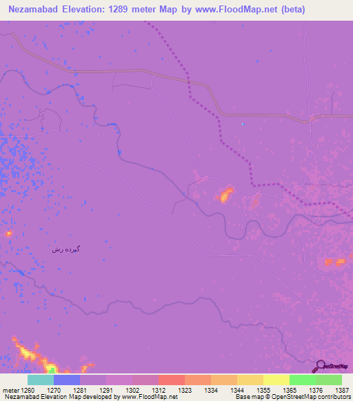 Nezamabad,Iran Elevation Map