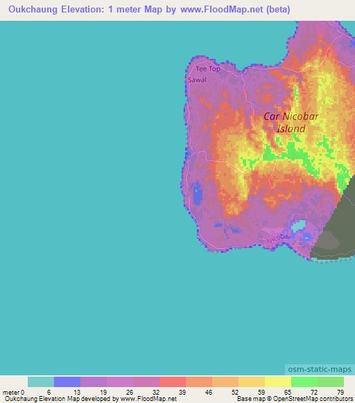 Oukchaung,India Elevation Map