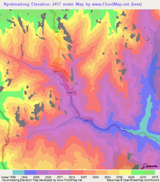 Nyukmadong,India Elevation Map