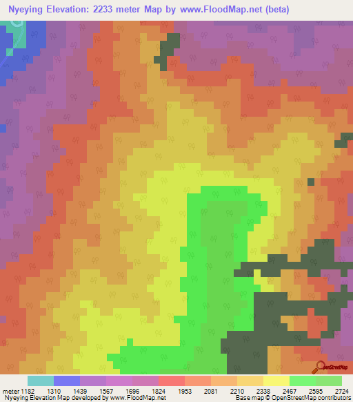 Nyeying,India Elevation Map