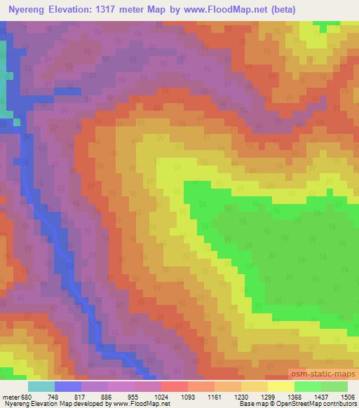 Nyereng,India Elevation Map