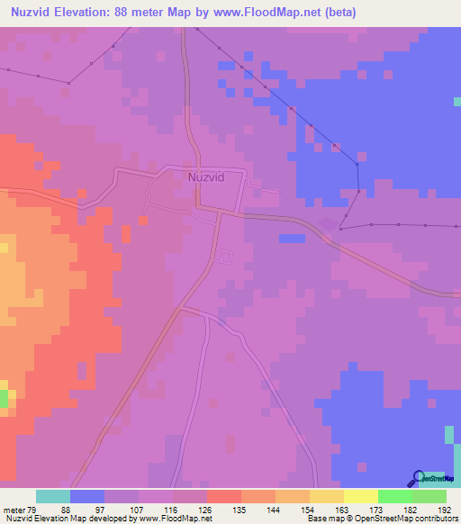 Nuzvid,India Elevation Map