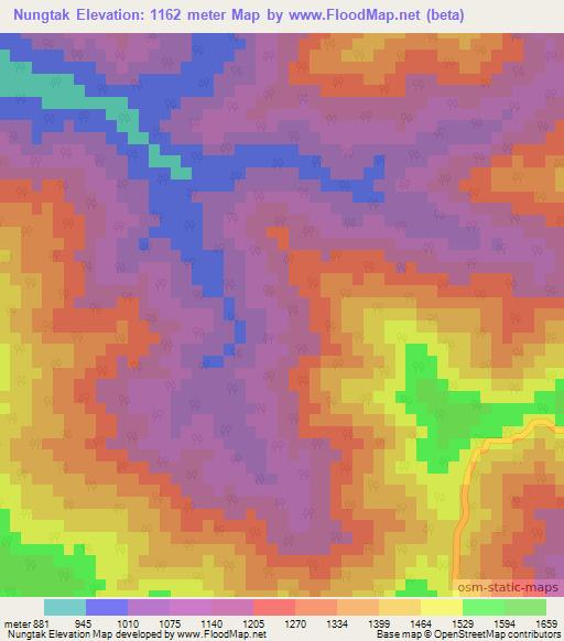 Nungtak,India Elevation Map