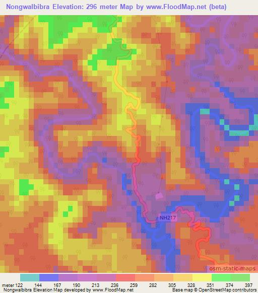 Nongwalbibra,India Elevation Map