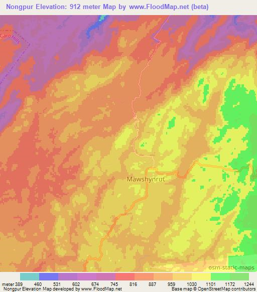 Nongpur,India Elevation Map