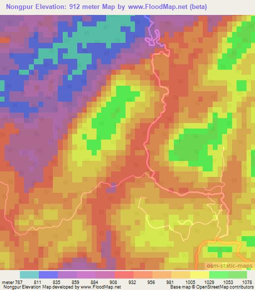 Nongpur,India Elevation Map