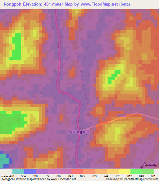 Nongpoh,India Elevation Map