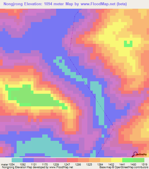 Nongjrong,India Elevation Map
