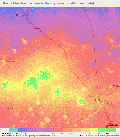 Nokha,India Elevation Map