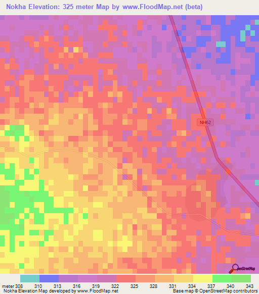 Nokha,India Elevation Map