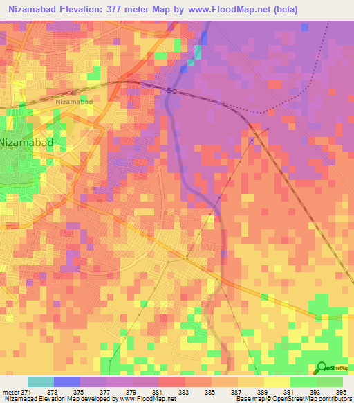 Nizamabad,India Elevation Map