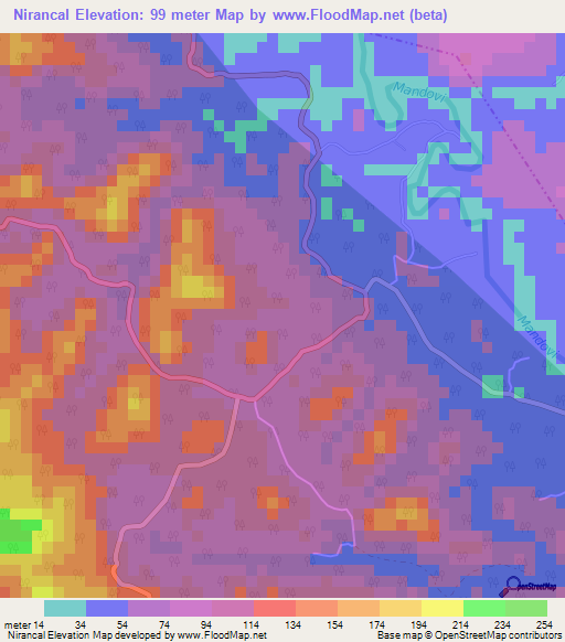 Nirancal,India Elevation Map