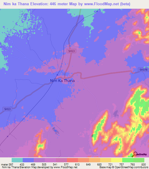 Nim ka Thana,India Elevation Map