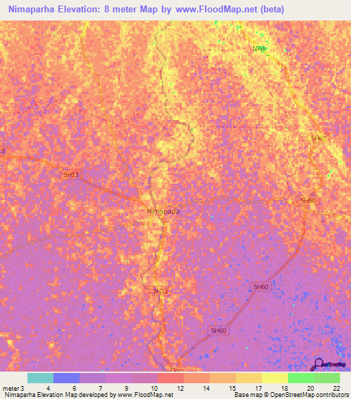 Nimaparha,India Elevation Map