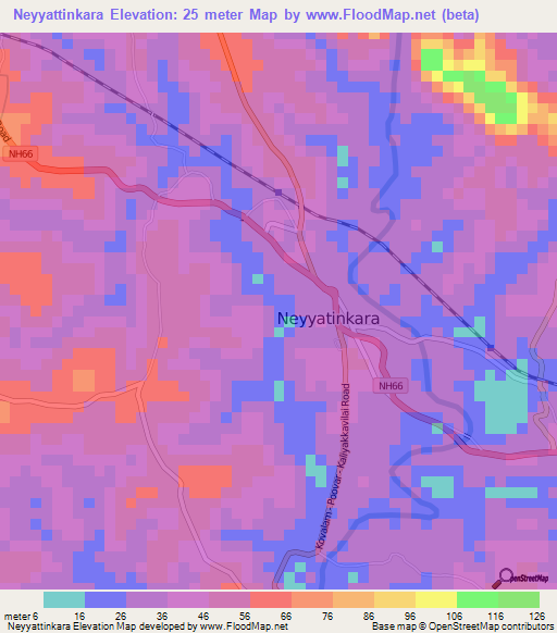 Neyyattinkara,India Elevation Map