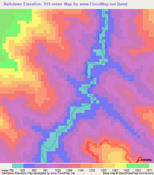 Neihdawn,India Elevation Map