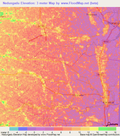 Nedungadu,India Elevation Map
