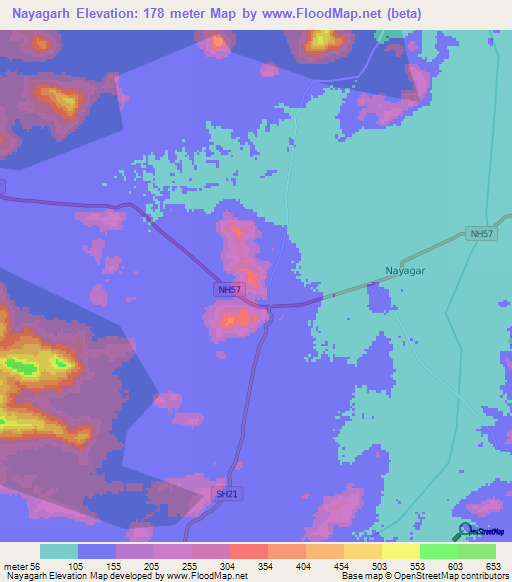 Nayagarh,India Elevation Map