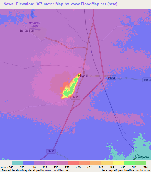 Nawai,India Elevation Map