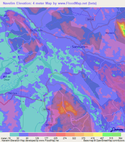 Navelim,India Elevation Map