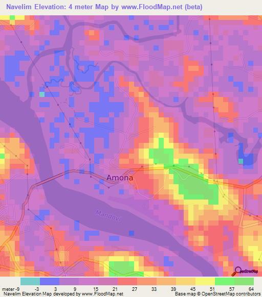 Navelim,India Elevation Map