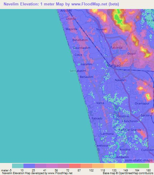 Navelim,India Elevation Map