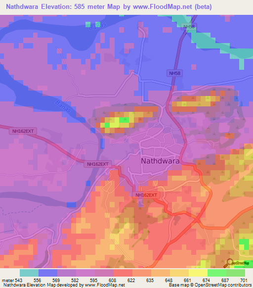Nathdwara,India Elevation Map