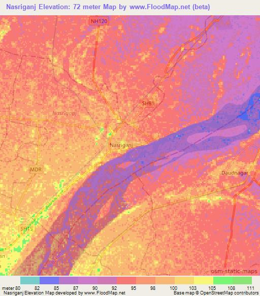 Nasriganj,India Elevation Map