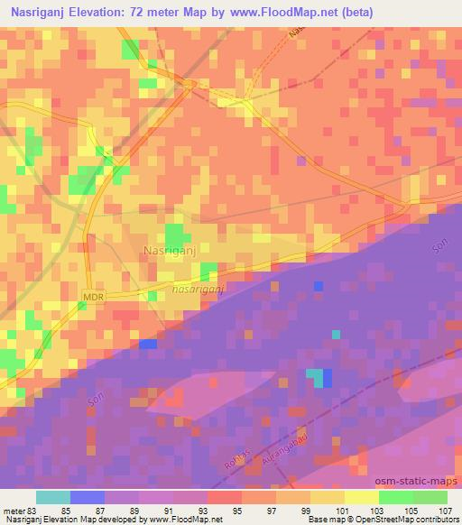 Nasriganj,India Elevation Map
