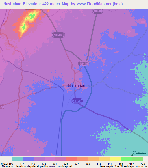 Nasirabad,India Elevation Map