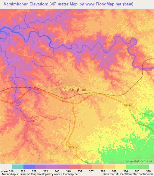 Narsimhapur,India Elevation Map
